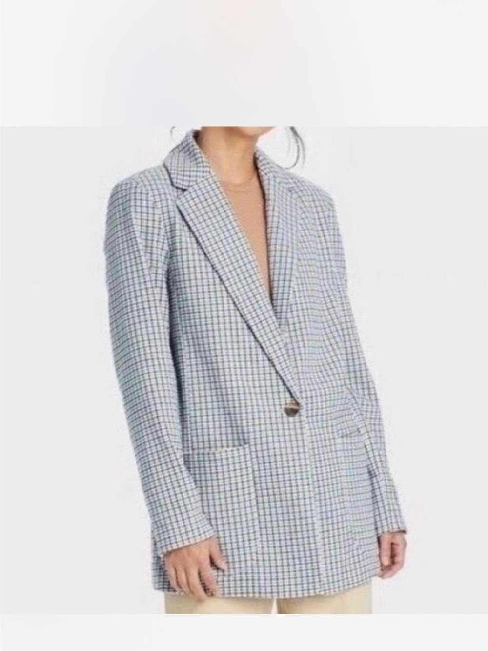 a new day Light Blue Checked Blazer Jacket